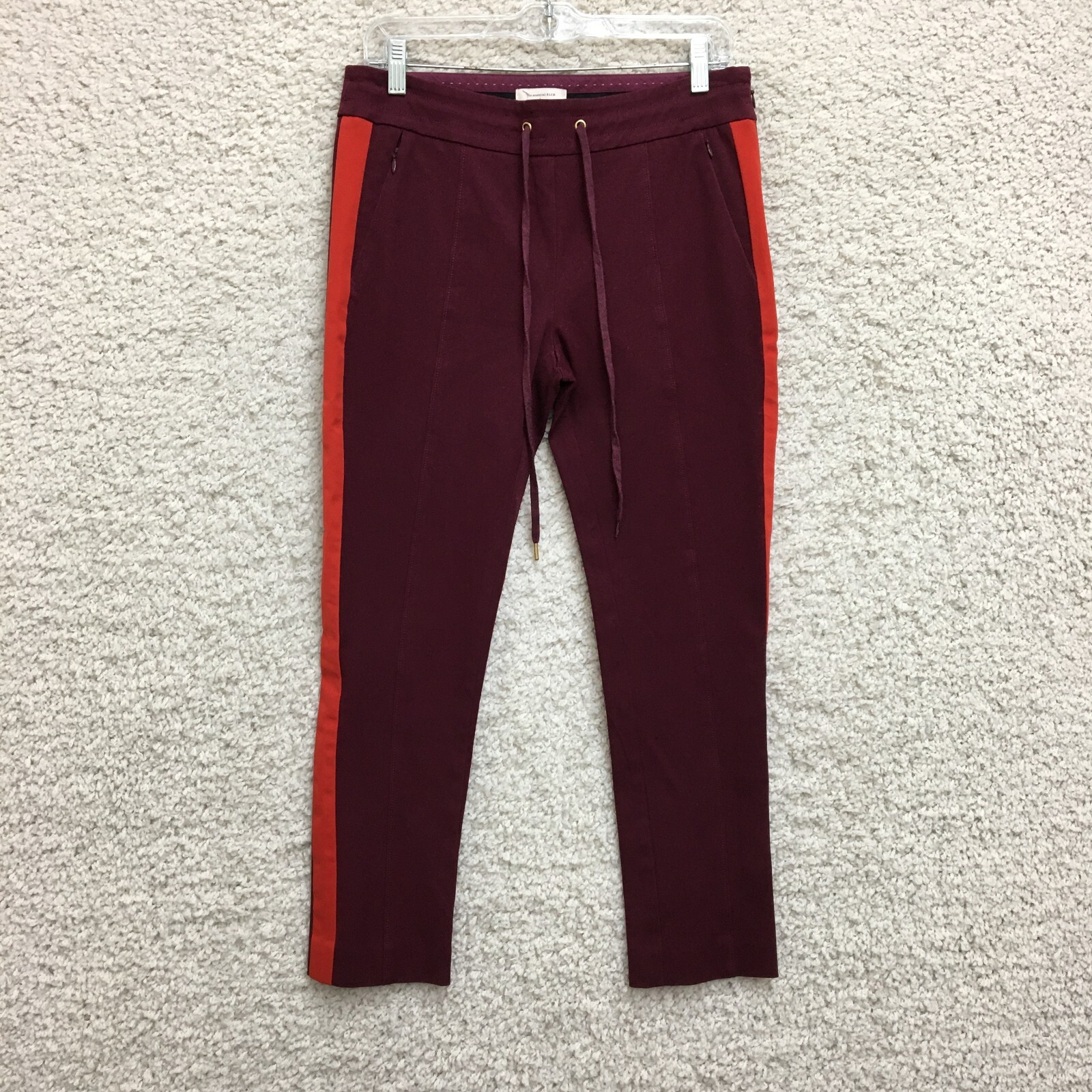 The Essential By Anthropologie Pants 4 Womens Red Slim Side Zip Pockets Stretch