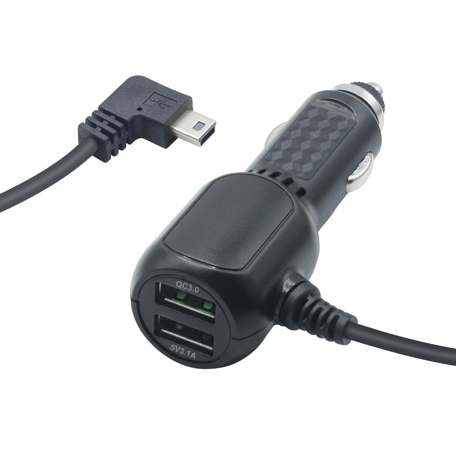 90° Right Angle Mini USB Car Dash Cam Power Cable with Dual USB Ports-image
