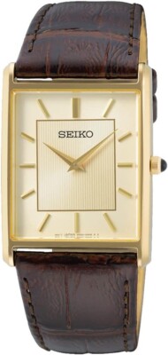 SEIKO SWR064 Champagne Gold Dial x Brown Leather Band Watch Men's