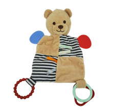 MODERN BABY TEDDY BEAR SECURITY BLANKET TEETHER STUFFED ANIMAL PLUSH CRINKLE
