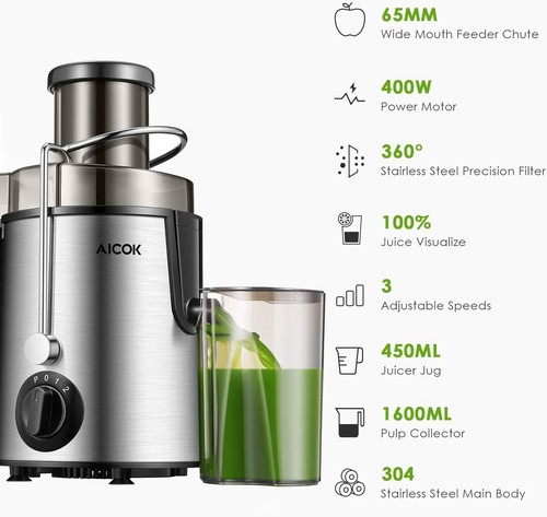 Centrifugal Juicer Machine Wide 3” Feed Chute Juice Extractor - Foto 3 di 8