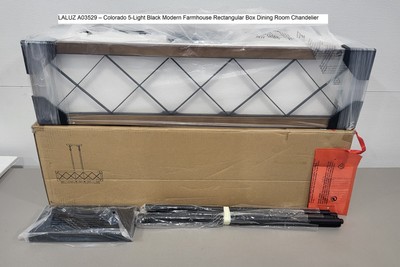 LALUZ LNC A03529   Colorado 5-Light Black Farmhouse Rectangular Box Chandelier