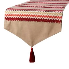 Decorative Table Runner Red Linen Wedding Décor Table Décor - Chevron Bar