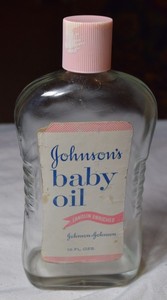 baby oil johnson bottle pink glass johnsons cap htf