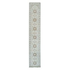 2'8" x 16'7" White 250 KPSI Wool Hand Knotted Nain Design XL Runner Rug R65993