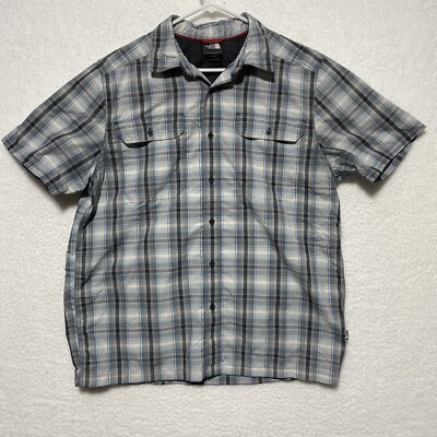 North Face Shirt Mens Pine Knot Woven Plaid Button Up Short Sleeve Large