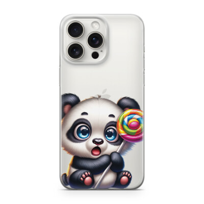 PANDA BABY Handy Hülle kompatibel mit iphone 15 PRO MAX MotivPanda Lutscher M4