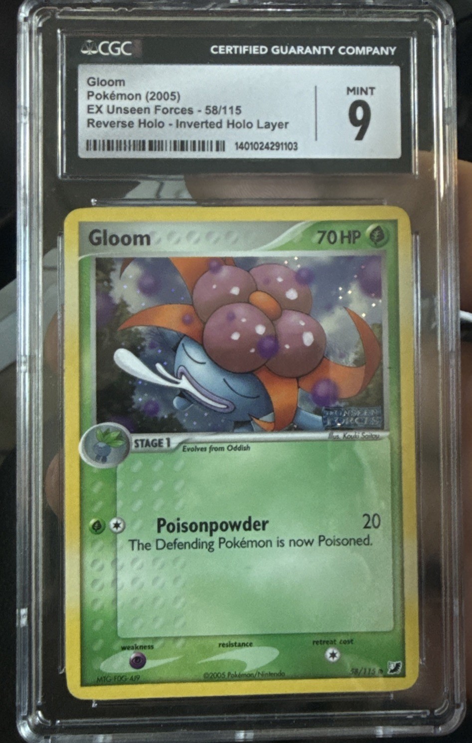 2005 Pokemon EX Unseen Forces Gloom #58/115 Reverse Holo CGC 9