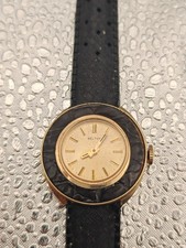 KELTON Orologio Donna Meccanico Carica Manuale Anni '60/'70 Cassa Dorata Nero