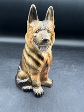 Vintage German Shepherd Figurine Dog Sitting Ceramic 6  Alsatian Handsome Nice