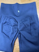 Halara Seamless Flow High Waisted Ruched CINCH Plain Leggings Size S BLUE NEW