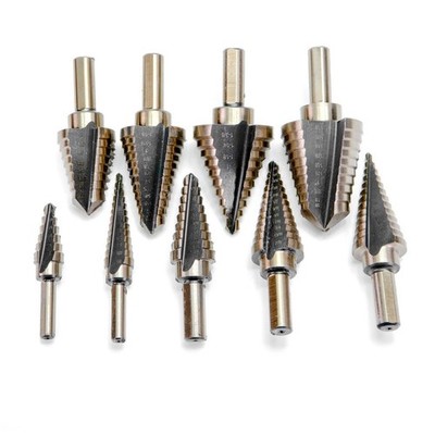 XtremepowerUS 9PC hss SAE 93 Step drill bit Aluminum Carry Case tri flat shank