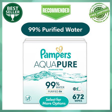 Pampers Aqua Pure Baby Wipes Unscented, 12-Pack, 672 Total Wipes