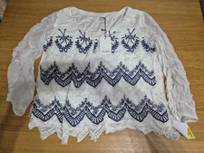 BNWT Size XL Silk Style White Gypsy Blouse - Approx Size 14