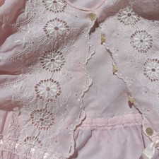 Vintage Pink Embroidered Lace Button-Front Duster Robe