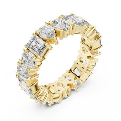4 Ct Emerald Pear Oval Diamond Petite Exquisite Eternity Ring 14K Gold Over m012