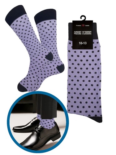 1-3-6-12 Dress Socks Polka Dot PURPLE Novelty Socks Cotton 10-13 FIRST QUALITY - Picture 5 of 11