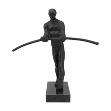 Stehende Menschenfigur mit Balance-Stab Skulptural f&uuml;r B&uuml;ro, Eingangsbereich
