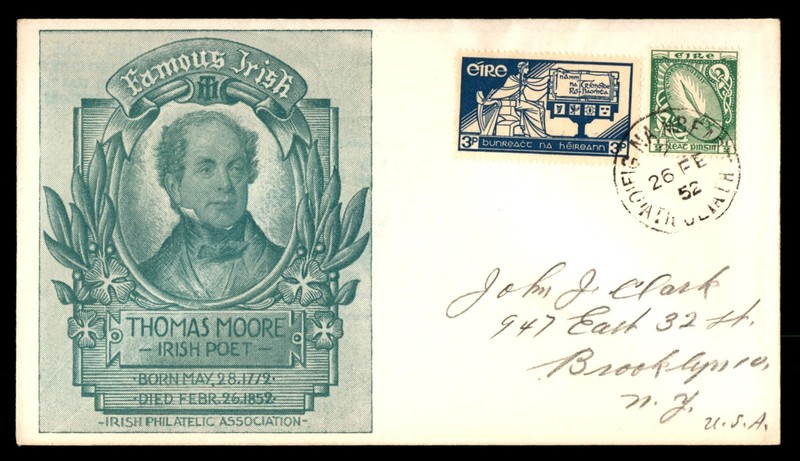 Mayfairstamps Ireland 1952 Thomas Moore Irish Poet Cover cca_18489