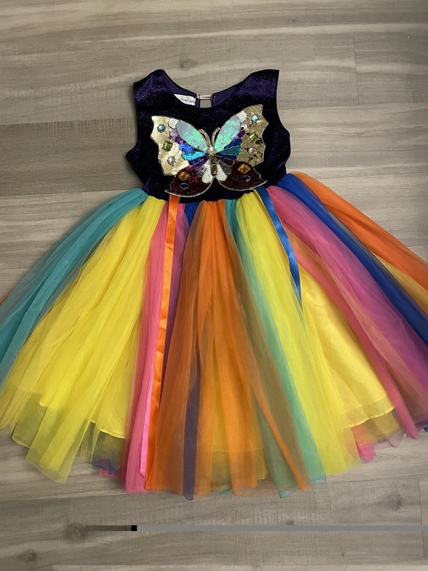 Chasing Fireflies Butterfly Dress With Rainbow Skirt. Size 8.
