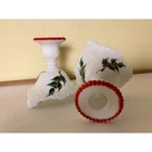 Westmoreland milk glass holly candlesticks