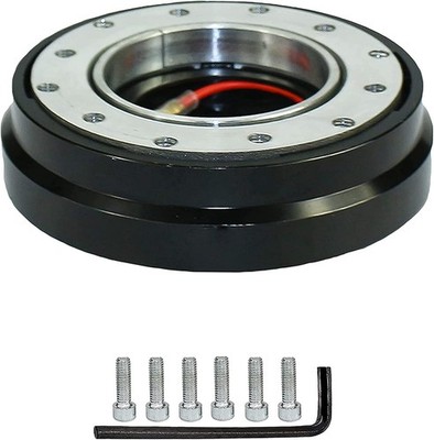 Universal 6 Hole Slim Steering Wheel Quick Release Hub Adapter Snap Off Black 
