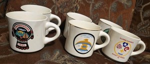 6 Vtg BSA Boy Scouts of America Mugs Illowa Council 1970s