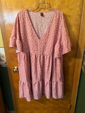 Women's Shein size 20 Pink Dress with White Hearts - EUC