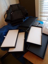 Portable Black Soft Carrying Jewelry Travel Display Case with 10-1" Deep Trays