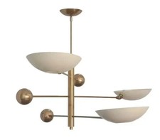 3 Light Pendant Mid Century Modern Raw Brass Sputnik chandelier light Fixture