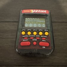 Yahtzee Electronic Handheld Game Clear Black Milton Bradley Tested 1995
