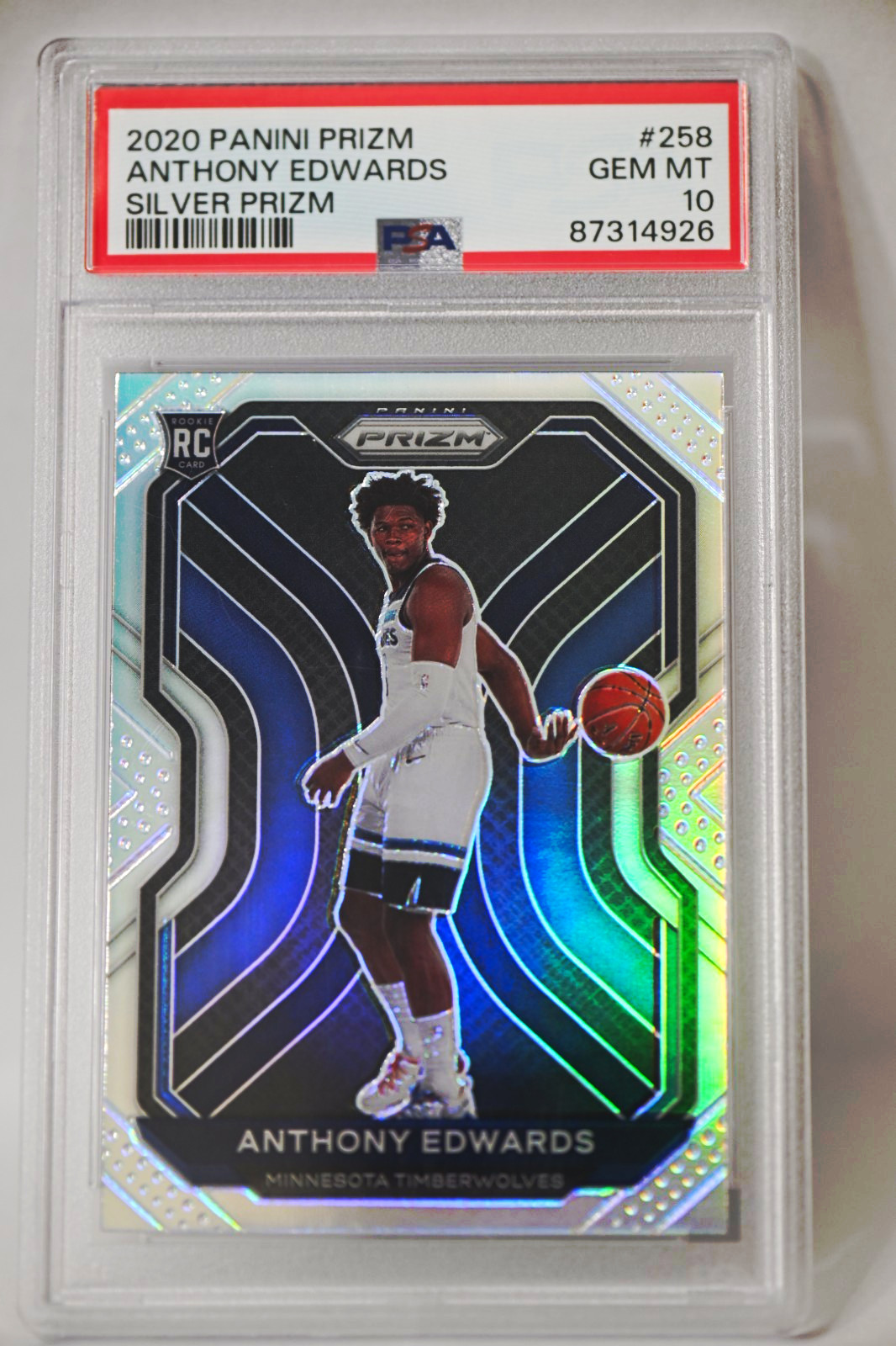2020-21 Panini Prizm Anthony Edwards Silver Prizm #258 Rookie PSA 10