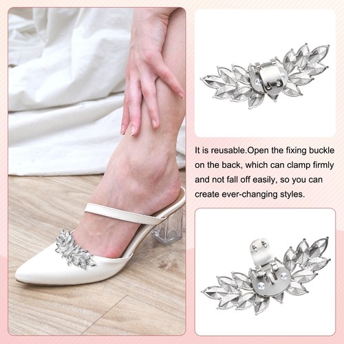 2-Pack Decorative Rhinestone Shoe Clips, Fashion Shoe Clips - Picture 4 of 7