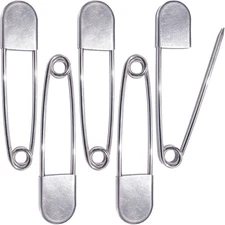 BEADNOVA 5 Inch Large Safety Pins for Clothes Big Heavy 5 inches, Silver 