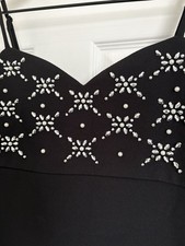 Express Black Beaded Rhinestone Sweetheart Spaghetti Strap Mini Dress Size S