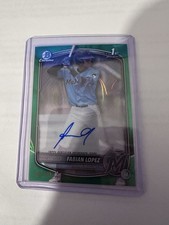 Topps 2024 Bowman Chrome Green Refractor Rookie Auto Fabian Lopez /99 Marlins