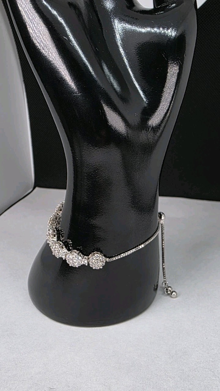 Sterling Silver .925 Adjustable Length Bracelet w… - image 12