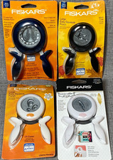 Lot Of 4 NEW Fiskars Squeeze Paper Punches Lrg  XLrg - Witch Feather Seal Petal