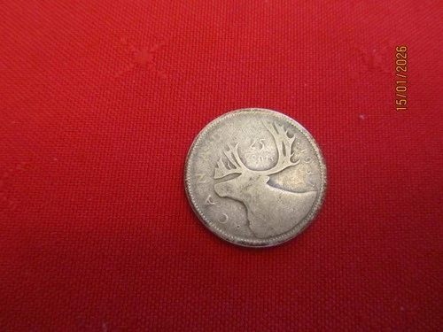 1937  Silver Twenty-Five Cents Coin  From Canada .  Condition VG