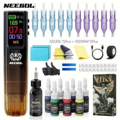 Beginner Tattoo Kit - 1600mAh Lightweight Plastic Pen Machine  Full Starter  Set