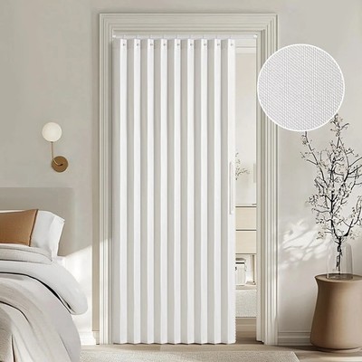 Accordion Style Magnetic Folding Door Curtains White W39 X L78 Inches 1 Panel