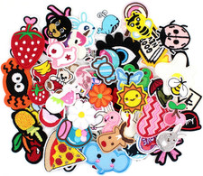 70 Pcs Random Assorted Embroidered Iron on Patches, Cute Sewing Applique for Jac