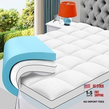 Size Dual Layer 4 Inch Memory Foam Mattress Topper, 2 Inch Cooling Queen White