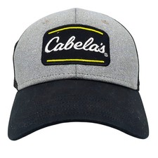 Cabela's Gray Black Yellow Youth Size Adjustable Trucker Hat Cap Snapback Cotton