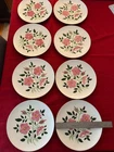 SET (8 WILD ROSE STANGL 10" Dinner Plates Pink Flowers Pottery Dish Trenton NJ