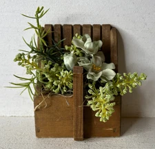 Primitive Rustic Country Decor Wooden Shelf Sitter Artificial Arrangement 4.5"