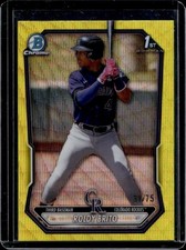 2026 Bowman Roldy Brito Chrome Yellow Wave Refractor 1st Prospect #/75 Rockies