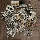 Antique & Vintage Craft costume jewelry lot - as is missing stones