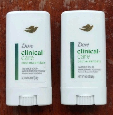 Dove Clinical Care Cool Essentials Invisible Solid Travel Size 14g (Lot of 2)