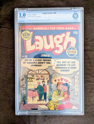 LAUGH CONMICS #55 CBCS 1.0 OW/W LARGE PIECE OUT OF PAGE 12 AFFECTS ART